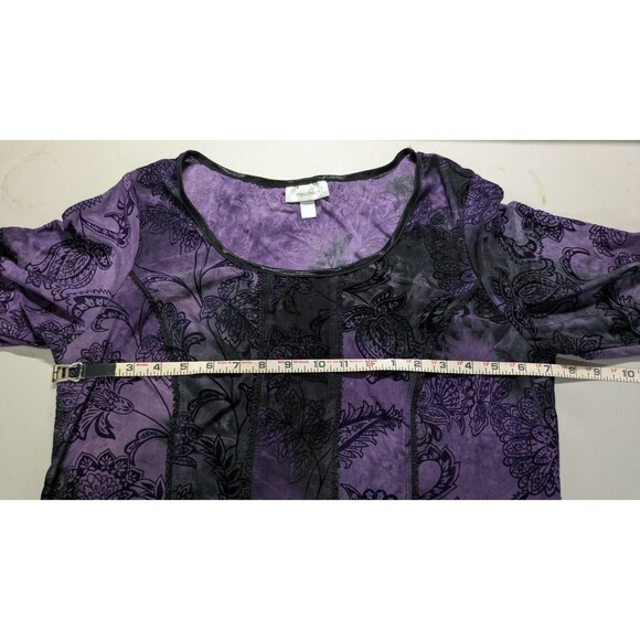 Dressbarn Women's Sz 1X Burnout Velvet Blouse Top Purple Goth Whimsigoth Witchy - Picture 3 of 6